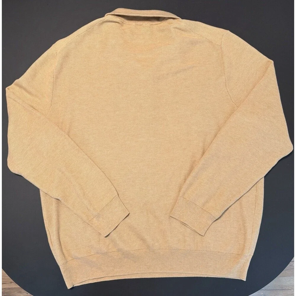 Polo Ralph Lauren XXL Pima Cotton Quarter Zip Pullover Sweater Tan Beige Golf